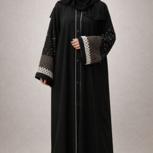 Classic Black Abaya with Statement Sleeves