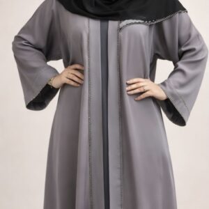 Smoke Grey Two-Tone Abaya